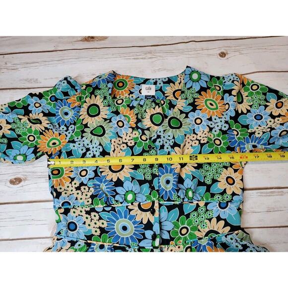 Cabi Womens Happy Top‎ Xs Retro Floral Bohemian Lightweight Peplum Flowers - Picture 9 of 12